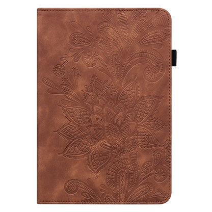 For Samsung Galaxy Tab S9 Lace Flower Embossing Pattern PU Tablet Case(Brown) - Galaxy Tab S9 Cases by PMC Jewellery | Online Shopping South Africa | PMC Jewellery | Buy Now Pay Later Mobicred