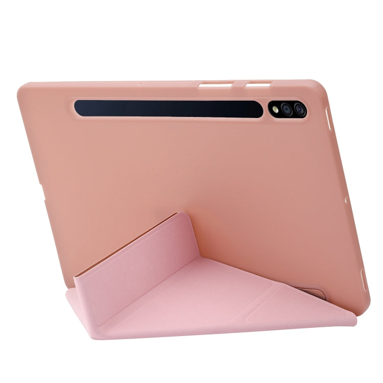 For Samsung Galaxy Tab S9 Deformation Silicone Leather Tablet Case(Rose Gold) - Galaxy Tab S9 Cases by PMC Jewellery | Online Shopping South Africa | PMC Jewellery | Buy Now Pay Later Mobicred