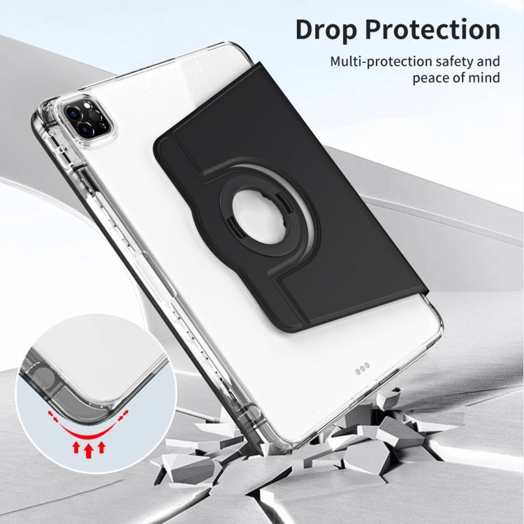 For iPad Pro 11 2024 360 Rotation Detachable Clear Acrylic Leather Tablet Case(Black) - iPad Pro 11 2024 Cases by PMC TechLife | Online Shopping South Africa | PMC TechLife | Buy Now Pay Later Mobicred