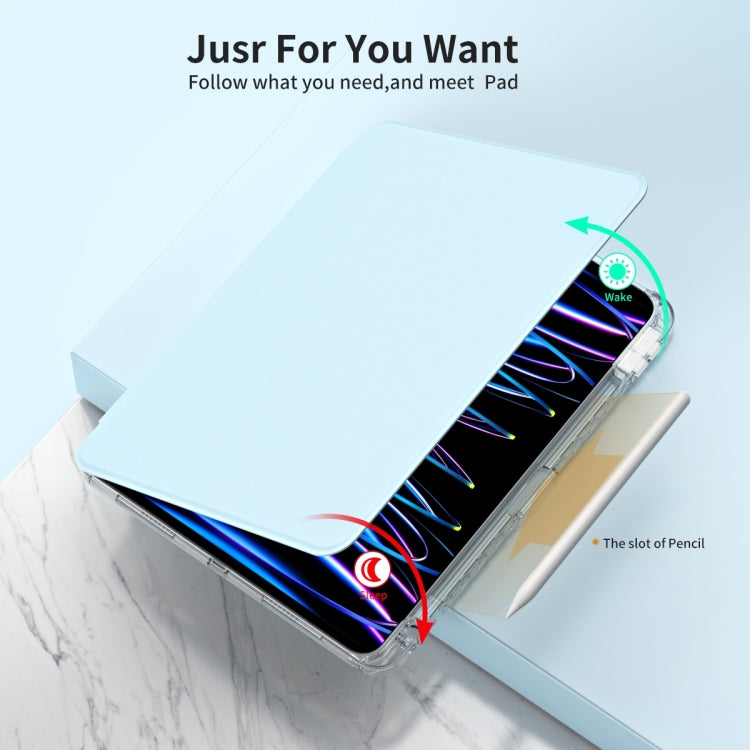 For iPad Pro 13 2024 360 Rotation Detachable Clear Acrylic Leather Tablet Case(Ice Blue) - iPad Pro 13 2024 Cases by PMC TechLife | Online Shopping South Africa | PMC TechLife | Buy Now Pay Later Mobicred