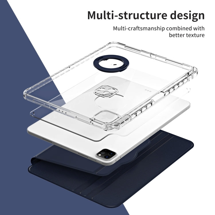 For iPad Pro 13 2024 360 Rotation Detachable Clear Acrylic Leather Tablet Case(Dark Blue) - iPad Pro 13 2024 Cases by PMC TechLife | Online Shopping South Africa | PMC TechLife | Buy Now Pay Later Mobicred