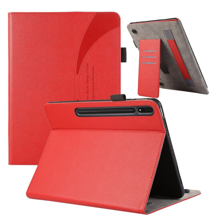 For Samsung Galaxy Tab S9 Ultra / S8 Ultra Litchi Texture Leather Sucker Tablet Case(Red) - Galaxy Tab S9 Ultra Cases by PMC Jewellery | Online Shopping South Africa | PMC Jewellery | Buy Now Pay Later Mobicred