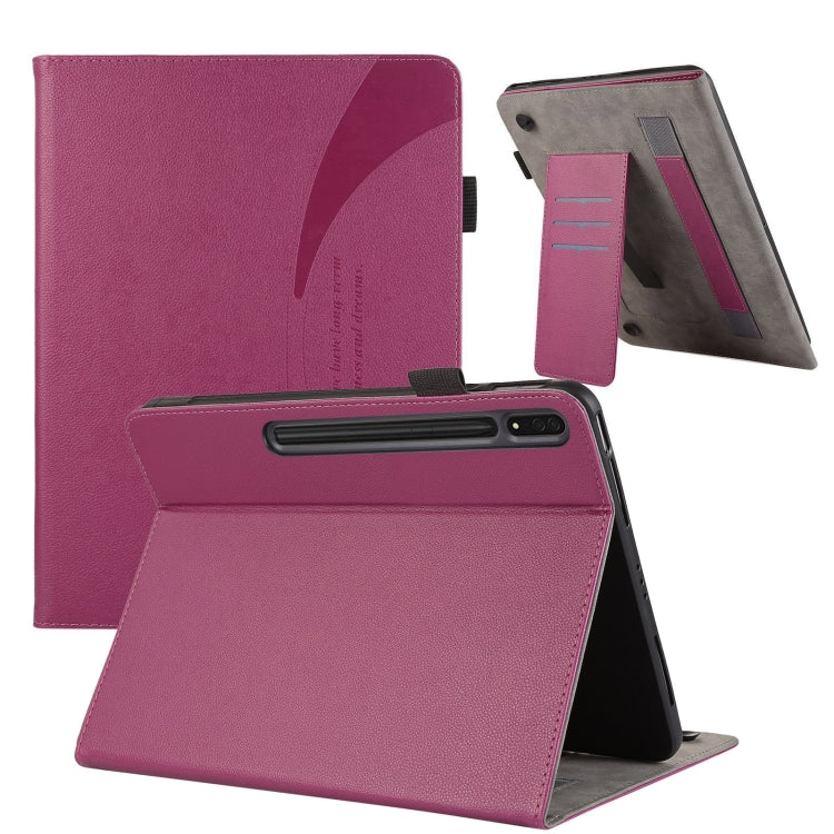 For Samsung Galaxy Tab S9 Ultra / S8 Ultra Litchi Texture Leather Sucker Tablet Case(Purple) - Galaxy Tab S9 Ultra Cases by PMC Jewellery | Online Shopping South Africa | PMC Jewellery | Buy Now Pay Later Mobicred