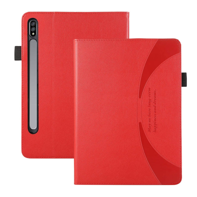 For Samsung Galaxy Tab S9 / S8 / S7 Litchi Texture Leather Sucker Tablet Case(Red) - Other Galaxy Tab PC by PMC Jewellery | Online Shopping South Africa | PMC Jewellery | Buy Now Pay Later Mobicred