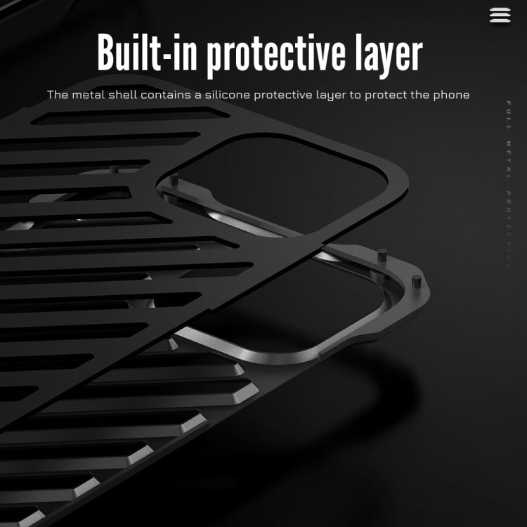 For iPhone 15 Pro Max R-JUST RJ-50 Hollow Breathable Armor Metal Phone Case(Space Grey) - iPhone 15 Pro Max Cases by R-JUST | Online Shopping South Africa | PMC TechLife | Buy Now Pay Later Mobicred