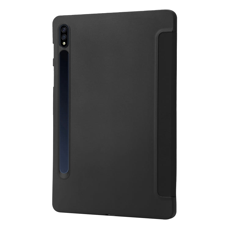 For Samsung Galaxy Tab S9 3-Fold Holder Silicone Leather Tablet Case(Black) - Galaxy Tab S9 Cases by PMC Jewellery | Online Shopping South Africa | PMC Jewellery | Buy Now Pay Later Mobicred