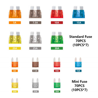 140pcs / Set Car Fuse Set Portable Standard & Mini Fuses - Fuse by PMC Jewellery | Online Shopping South Africa | PMC Jewellery | Buy Now Pay Later Mobicred