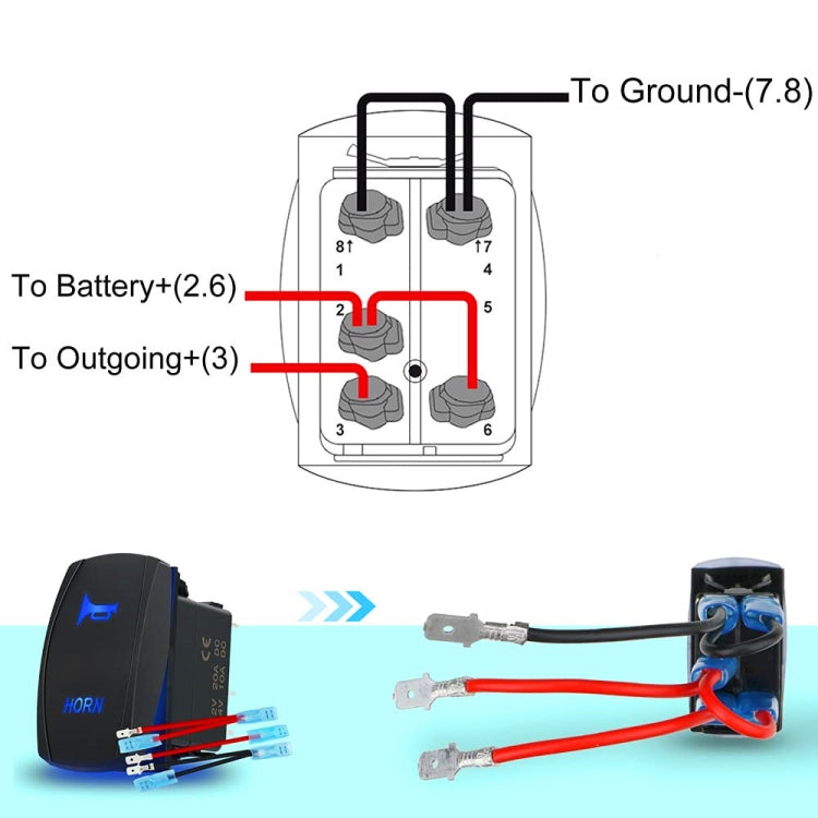 12 20A / 24V 10A Car Horn Rocker Switch with Jumper Set - Car Switches by PMC Jewellery | Online Shopping South Africa | PMC Jewellery