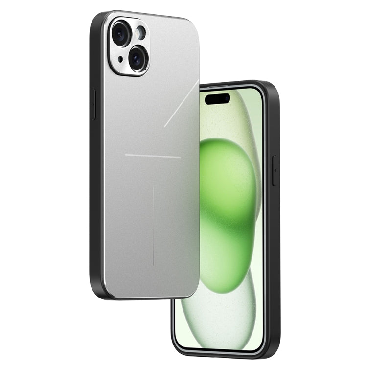 For iPhone 15 Plus R-JUST RJ52 3-Line Style Metal TPU Shockproof Phone Case(Silver) - iPhone 15 Plus Cases by R-JUST | Online Shopping South Africa | PMC Jewellery | Buy Now Pay Later Mobicred