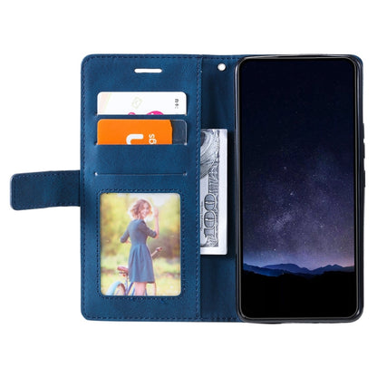 For iPhone 16 Pro Max Skin Feel Splicing Leather Phone Case(Blue) - iPhone 16 Pro Max Cases by PMC Jewellery | Online Shopping South Africa | PMC Jewellery | Buy Now Pay Later Mobicred