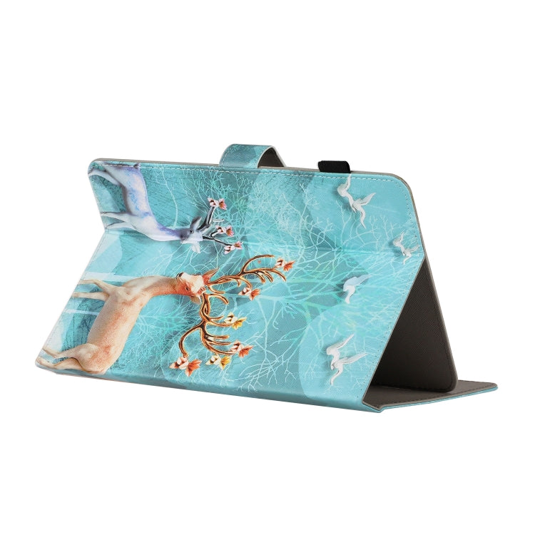 For 8 inch Universal Tablet PC Colored Drawing Pattern Horizontal Flip PU Leather Case with Holder & Card Slot(Sika Deer) - 8 inch by PMC TechLife | Online Shopping South Africa | PMC TechLife | Buy Now Pay Later Mobicred