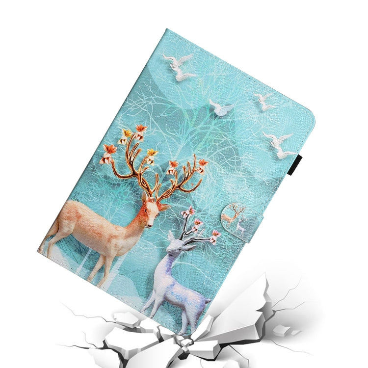 For 10 inch Universal Tablet PC Colored Drawing Pattern Horizontal Flip PU Leather Case with Holder & Card Slot(Sika Deer) - 10 - 11 inch by PMC TechLife | Online Shopping South Africa | PMC TechLife | Buy Now Pay Later Mobicred