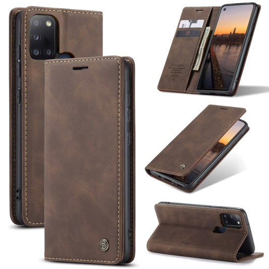 For Samsung Galaxy A21S CaseMe-013 Multifunctional Retro Frosted Horizontal Flip Leather Case with Card Slot & Holder & Wallet(Coffee) - Galaxy Phone Cases by CaseMe | Online Shopping South Africa | PMC Jewellery | Buy Now Pay Later Mobicred