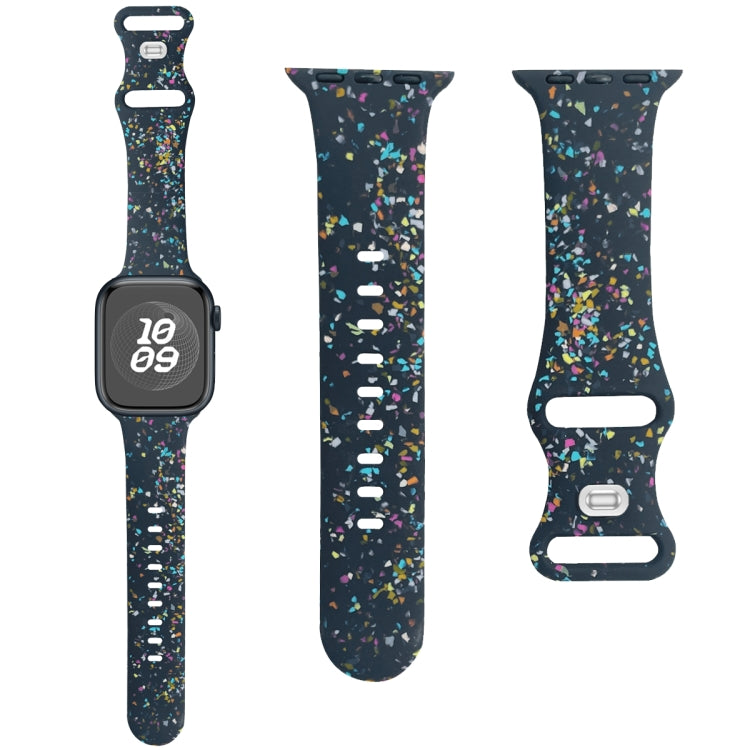 For Apple Watch Serie 5 44mm Floral Silicone Watch Band(Blue) - Watch Bands by PMC TechLife | Online Shopping South Africa | PMC TechLife