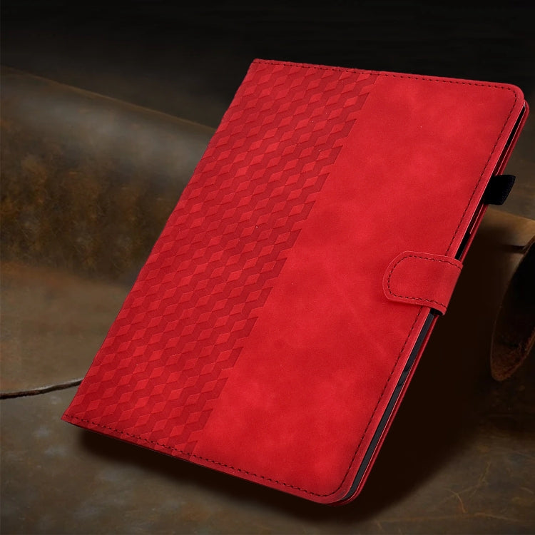 For Samsung Galaxy Tab A9+ Rhombus Embossed Leather Tablet Case(Red) - Galaxy Tab A9+ by PMC Jewellery | Online Shopping South Africa | PMC Jewellery