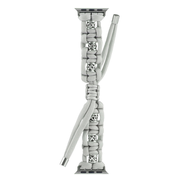 For Apple Watch Series 9 41mm Silk Silver Beads Braided Watch Band(Grey) - Watch Bands by PMC TechLife | Online Shopping South Africa | PMC TechLife | Buy Now Pay Later Mobicred