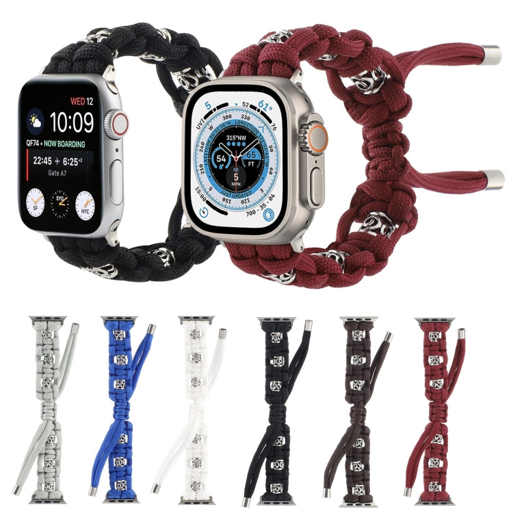 For Apple Watch Series 7 45mm Silk Silver Beads Braided Watch Band(Black) - free shipping - PMC TechLife - Order now!