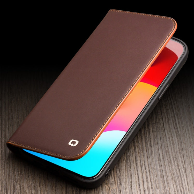 For iPhone 15 Plus QIALINO Classic Gen2 Genuine Leather Phone Case(Brown) - iPhone 15 Plus Cases by QIALINO | Online Shopping South Africa | PMC Jewellery | Buy Now Pay Later Mobicred