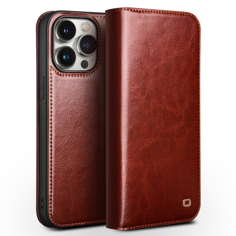 For iPhone 15 Pro QIALINO Classic Genuine Leather Phone Case(Brown) - iPhone 15 Pro Cases by QIALINO | Online Shopping South Africa | PMC Jewellery | Buy Now Pay Later Mobicred