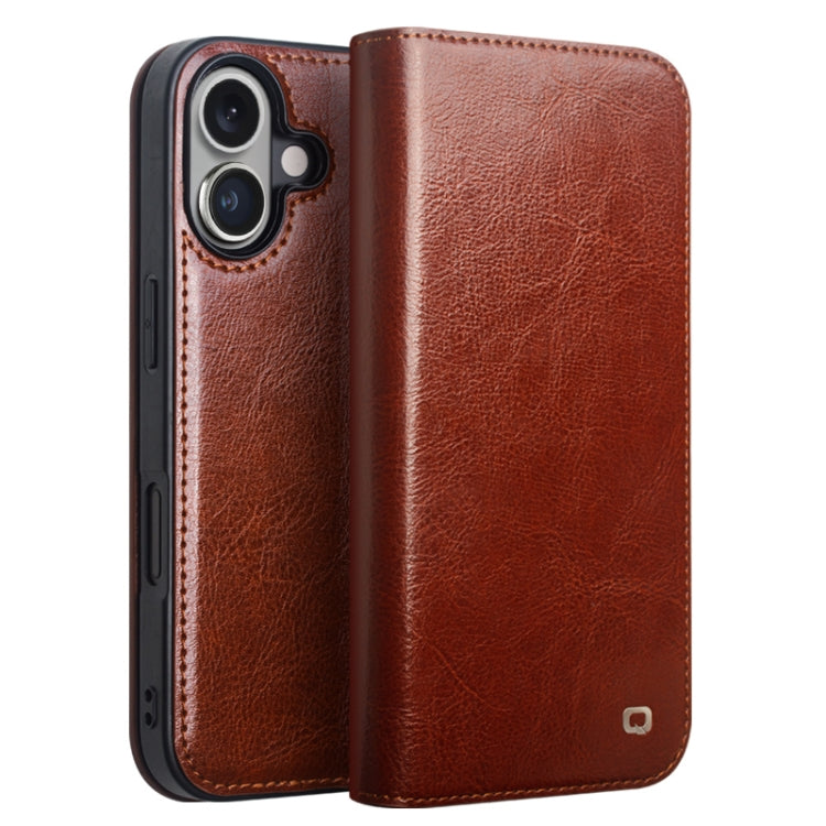 For iPhone 16 Plus QIALINO Classic Genuine Leather Phone Case(Brown) - free shipping - PMC Jewellery - Order now!