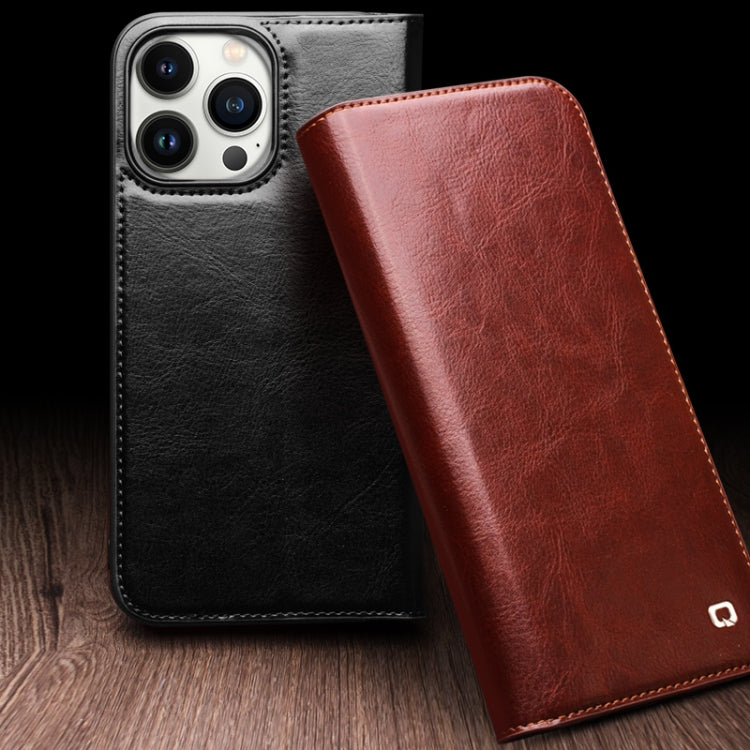 For iPhone 15 Plus QIALINO Classic Genuine Leather Phone Case(Brown) - free shipping - PMC Jewellery - Order now!