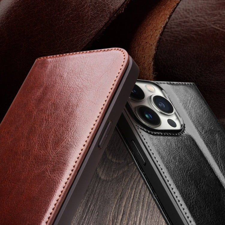 For iPhone 15 Pro QIALINO Classic Genuine Leather Phone Case(Brown) - iPhone 15 Pro Cases by QIALINO | Online Shopping South Africa | PMC Jewellery | Buy Now Pay Later Mobicred