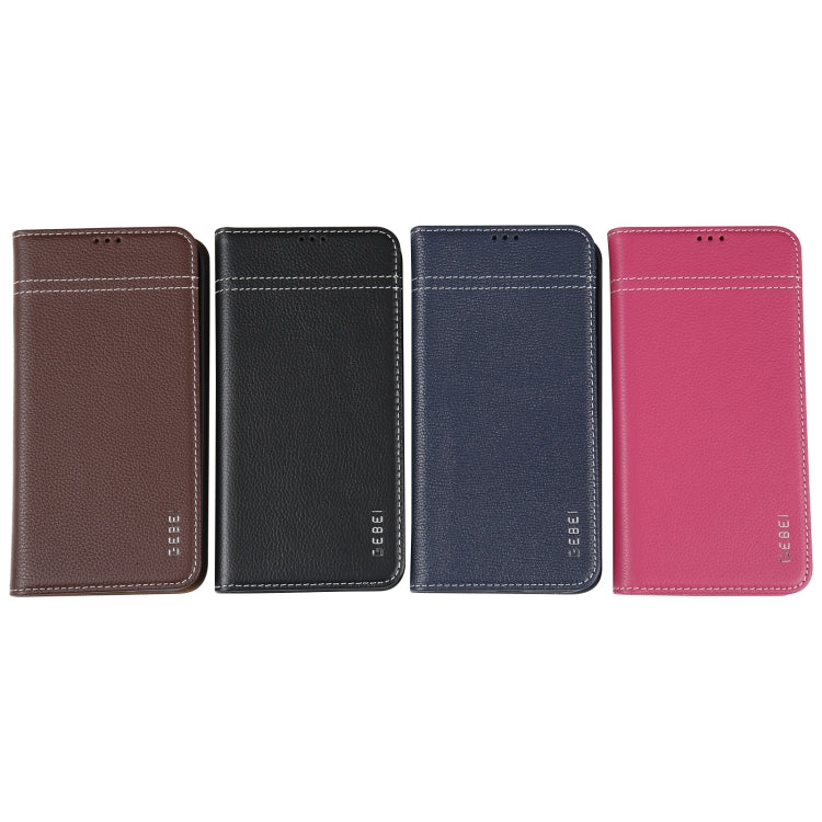 For iPhone 16 GEBEI Top-grain Horizontal Flip Leather Phone Case(Rose Red) - iPhone 16 Cases by GEBEI | Online Shopping South Africa | PMC Jewellery | Buy Now Pay Later Mobicred