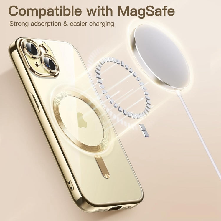 For iPhone 14 Magsafe Magnetic Transparent Electroplated TPU Phone Case(Gold) - iPhone 14 Cases by PMC TechLife | Online Shopping South Africa | PMC TechLife
