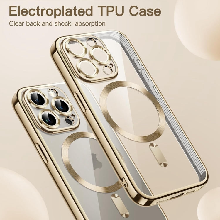 For iPhone 14 Pro Magsafe Magnetic Transparent Electroplated TPU Phone Case(Gold) - iPhone 14 Pro Cases by PMC Jewellery | Online Shopping South Africa | PMC Jewellery