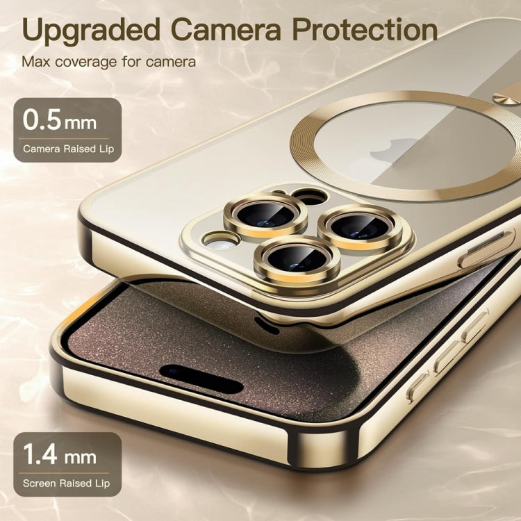 For iPhone 14 Pro Magsafe Magnetic Transparent Electroplated TPU Phone Case(Gold) - iPhone 14 Pro Cases by PMC TechLife | Online Shopping South Africa | PMC TechLife