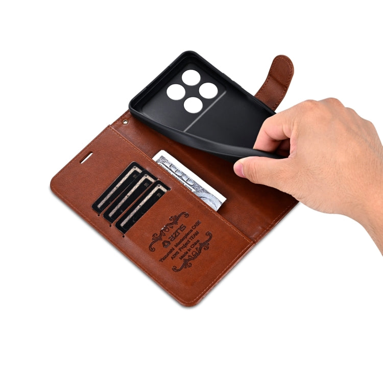 For Xiaomi Redmi K70E AZNS Sheepskin Texture Flip Leather Phone Case(Brown) - K70E Cases by AZNS | Online Shopping South Africa | PMC TechLife | Buy Now Pay Later Mobicred
