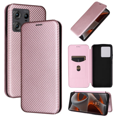 For Motorola Edge 50 Pro Carbon Fiber Texture Flip Leather Phone Case(Pink) - Motorola Cases by PMC Jewellery | Online Shopping South Africa | PMC Jewellery | Buy Now Pay Later Mobicred