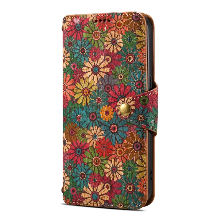 For iPhone 16 Pro Max Denior Flower Language Series Cork Fabric Oil Edge Leather Phone Case(Spring) - free shipping - PMC Jewellery - Order now!