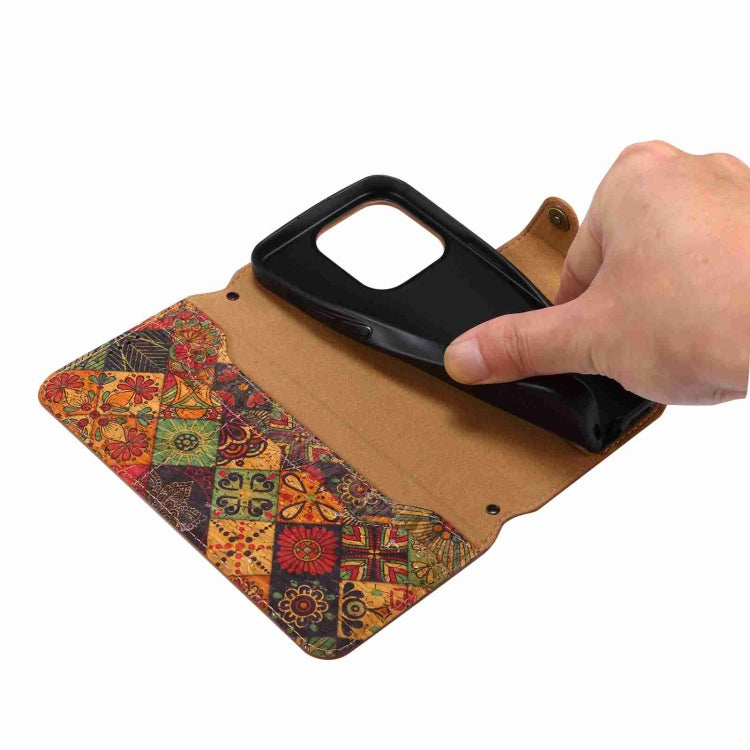 For iPhone 16 Pro Denior Flower Language Series Cork Fabric Oil Edge Leather Phone Case(Summer) - free shipping - PMC Jewellery - Order now!