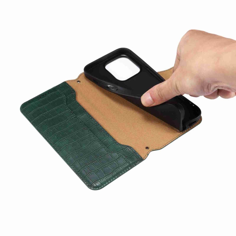For iPhone 16 Plus Denior Crocodile Texture Oil Edge Leather Phone Case(Black) - free shipping - PMC Jewellery - Order now!