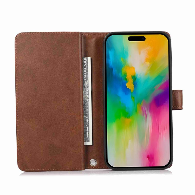 For iPhone 16 Pro Wristband Card Slot Leather Phone Case(Coffee) - iPhone 16 Pro Cases by PMC Jewellery | Online Shopping South Africa | PMC Jewellery | Buy Now Pay Later Mobicred