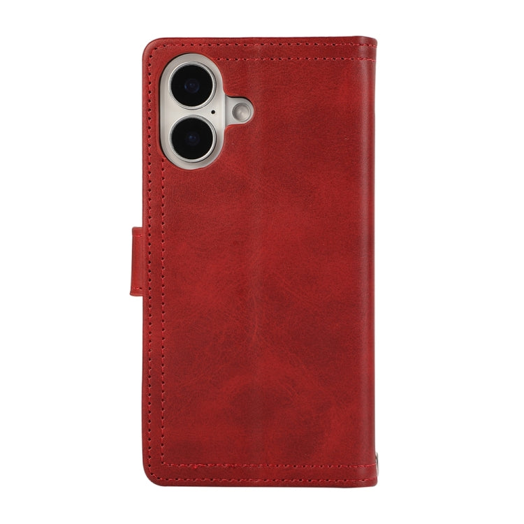 For iPhone 16 Plus Wristband Card Slot Leather Phone Case(Red) - iPhone 16 Plus Cases by PMC Jewellery | Online Shopping South Africa | PMC Jewellery | Buy Now Pay Later Mobicred