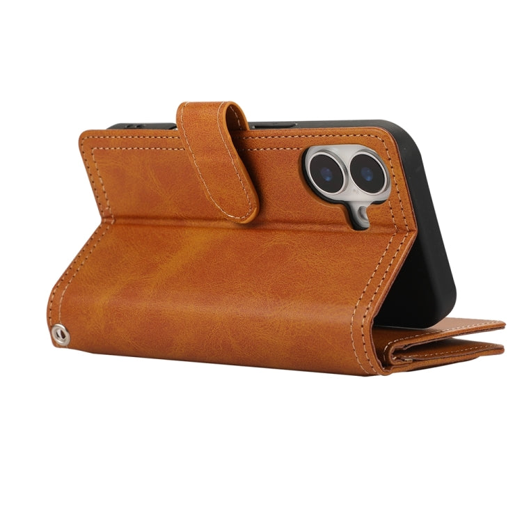 For iPhone 16 Wristband Card Slot Leather Phone Case(Brown) - iPhone 16 Cases by PMC Jewellery | Online Shopping South Africa | PMC Jewellery | Buy Now Pay Later Mobicred