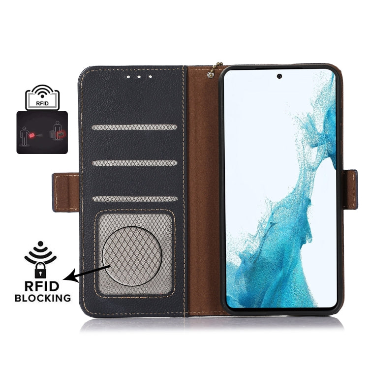 For Huawei Mate 60 Side-Magnetic TJ Genuine Leather RFID Phone Case(Blue) - Huawei Cases by PMC TechLife | Online Shopping South Africa | PMC TechLife | Buy Now Pay Later Mobicred