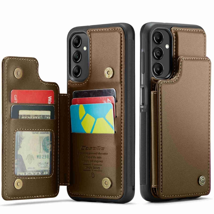 For Samsung Galaxy A14 CaseMe C22 Card Slots Holder RFID Anti-theft Phone Case(Brown) - Galaxy Phone Cases by CaseMe | Online Shopping South Africa | PMC Jewellery | Buy Now Pay Later Mobicred