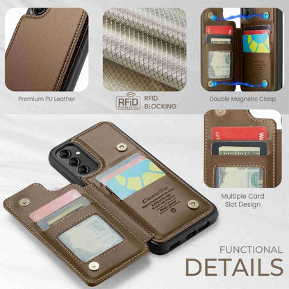 For Samsung Galaxy A14 CaseMe C22 Card Slots Holder RFID Anti-theft Phone Case(Brown) - Galaxy Phone Cases by CaseMe | Online Shopping South Africa | PMC Jewellery | Buy Now Pay Later Mobicred