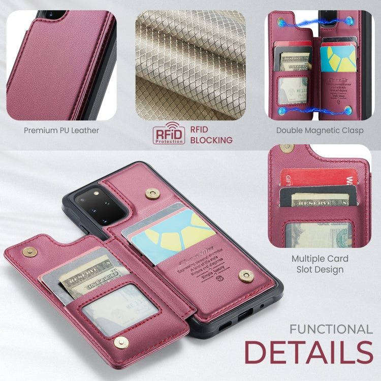 For Samsung Galaxy S20+ CaseMe C22 Card Slots Holder RFID Anti-theft Phone Case(Wine Red) - Galaxy Phone Cases by CaseMe | Online Shopping South Africa | PMC Jewellery | Buy Now Pay Later Mobicred