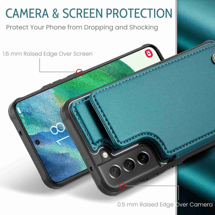 For Samsung Galaxy S21 FE 5G CaseMe C22 Card Slots Holder RFID Anti-theft Phone Case(Blue Green) - Galaxy Phone Cases by CaseMe | Online Shopping South Africa | PMC Jewellery | Buy Now Pay Later Mobicred