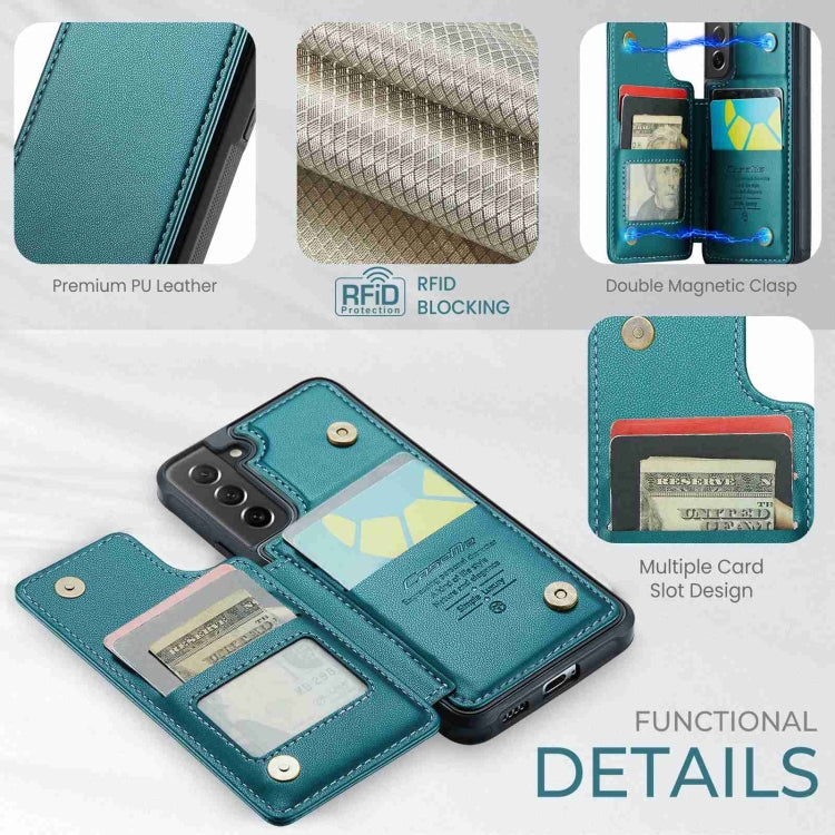 For Samsung Galaxy S21 FE 5G CaseMe C22 Card Slots Holder RFID Anti-theft Phone Case(Blue Green) - Galaxy Phone Cases by CaseMe | Online Shopping South Africa | PMC Jewellery | Buy Now Pay Later Mobicred