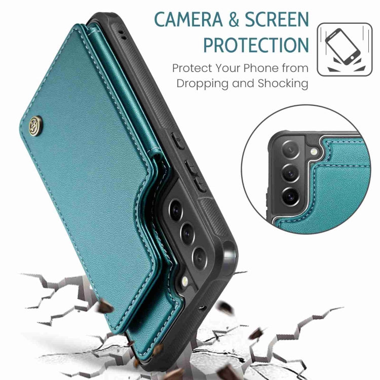 For Samsung Galaxy S21 FE 5G CaseMe C22 Card Slots Holder RFID Anti-theft Phone Case(Blue Green) - Galaxy Phone Cases by CaseMe | Online Shopping South Africa | PMC Jewellery | Buy Now Pay Later Mobicred