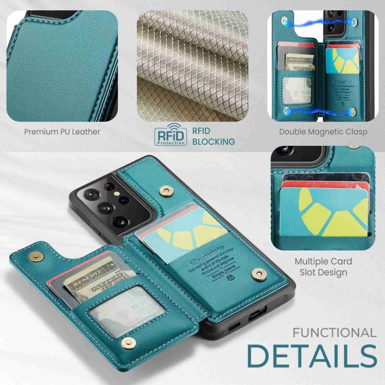 For Samsung Galaxy S21 Ultra 5G CaseMe C22 Card Slots Holder RFID Anti-theft Phone Case(Blue Green) - Galaxy S21 Ultra 5G Cases by CaseMe | Online Shopping South Africa | PMC Jewellery | Buy Now Pay Later Mobicred