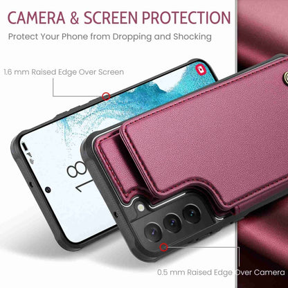 For Samsung Galaxy S22 5G CaseMe C22 Card Slots Holder RFID Anti-theft Phone Case(Wine Red) - Galaxy S22 5G Cases by CaseMe | Online Shopping South Africa | PMC Jewellery | Buy Now Pay Later Mobicred