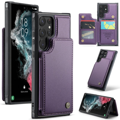 For Samsung Galaxy S22 Ultra 5G CaseMe C22 Card Slots Holder RFID Anti-theft Phone Case(Purple) - Galaxy S22 Ultra 5G Cases by CaseMe | Online Shopping South Africa | PMC Jewellery | Buy Now Pay Later Mobicred