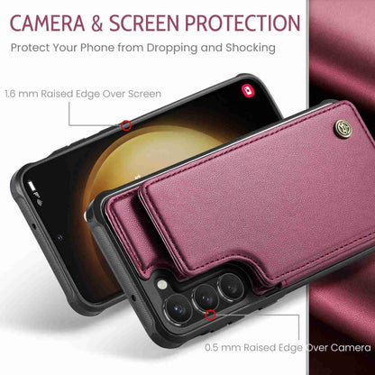 For Samsung Galaxy S23+ 5G CaseMe C22 Card Slots Holder RFID Anti-theft Phone Case(Wine Red) - Galaxy S23+ 5G Cases by CaseMe | Online Shopping South Africa | PMC Jewellery | Buy Now Pay Later Mobicred