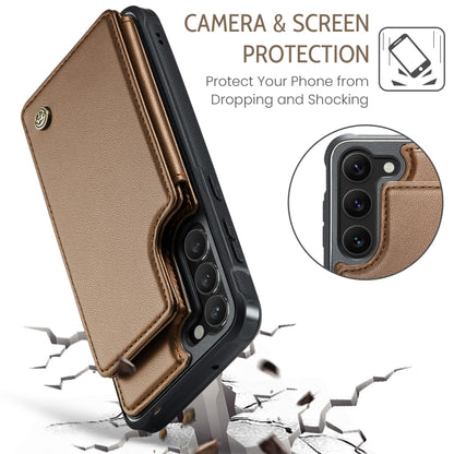 For Samsung Galaxy S23+ 5G CaseMe C22 Card Slots Holder RFID Anti-theft Phone Case(Brown) - Galaxy S23+ 5G Cases by CaseMe | Online Shopping South Africa | PMC Jewellery | Buy Now Pay Later Mobicred